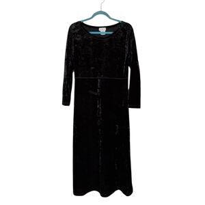 Jones New York Black Plush Dress M Goth Maxi Whimsygoth Fairy Steampunk Vintage